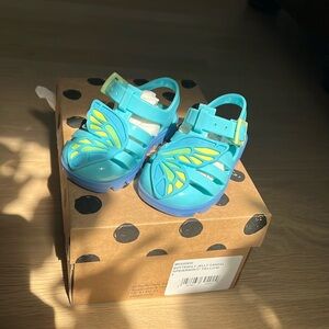NIB Sofia Webster girls butterfly jelly sandals blue yellow UK 4/ EU 21 baby